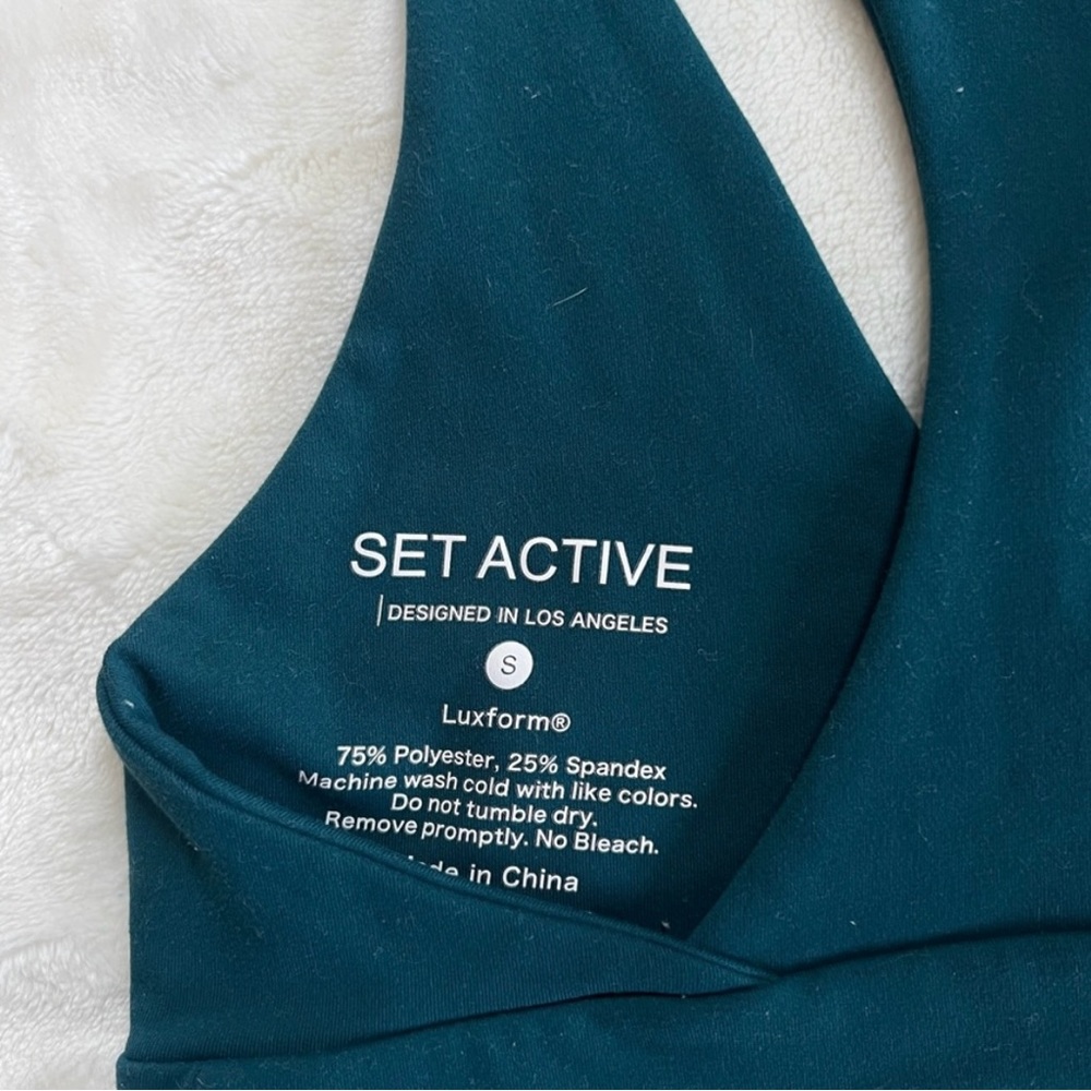 SET Active Teal Sports Bra Luxform Racer V in Jersey - Picture 3 of 3